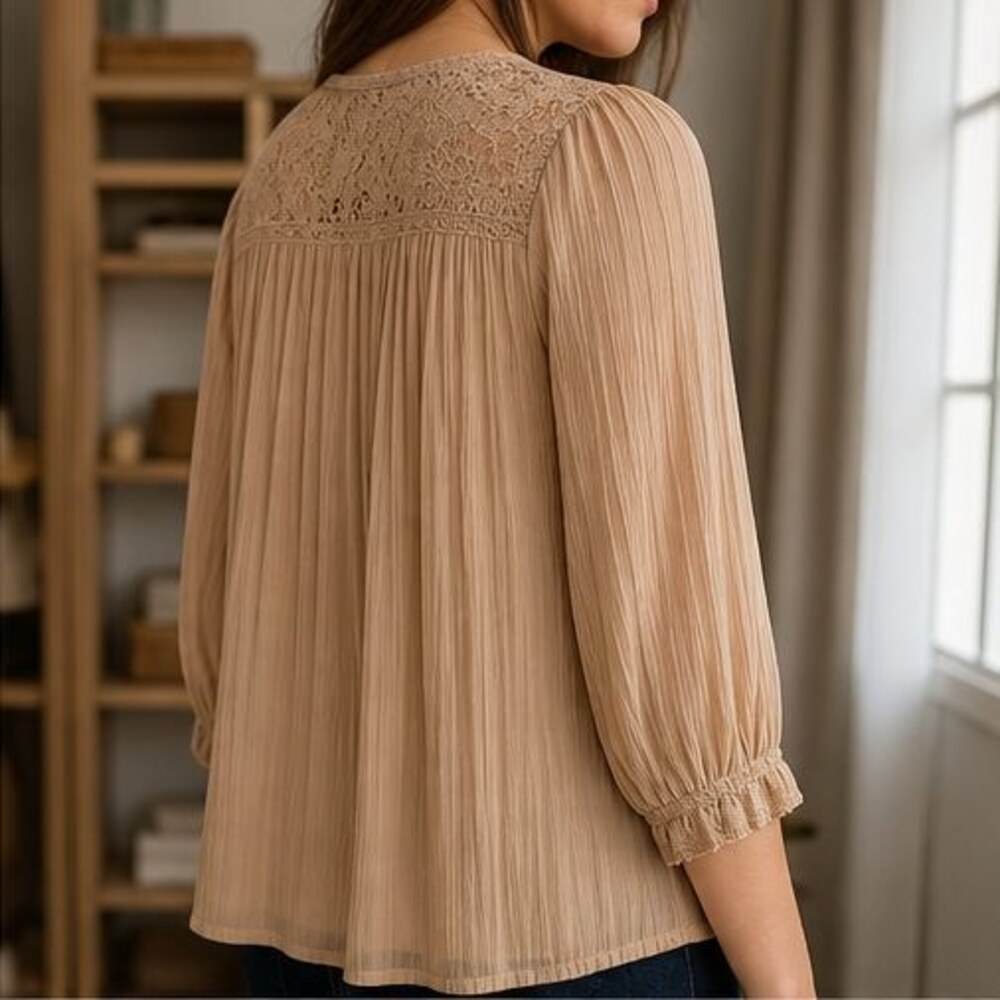 Rust Pleated Blouse - Picture 3 of 6